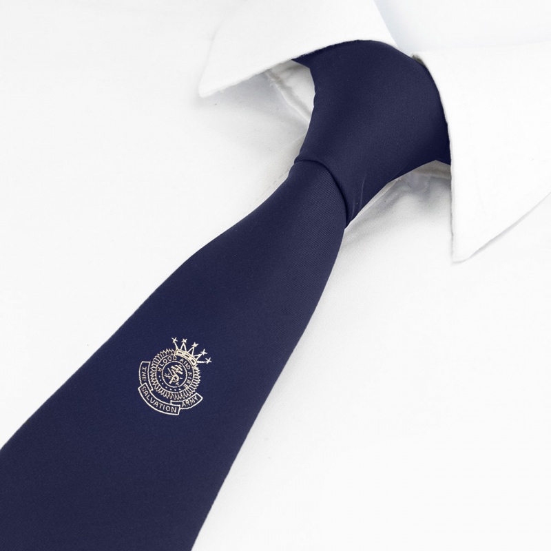 Heilsarmee-Krawatte Crest weiss mit Clip