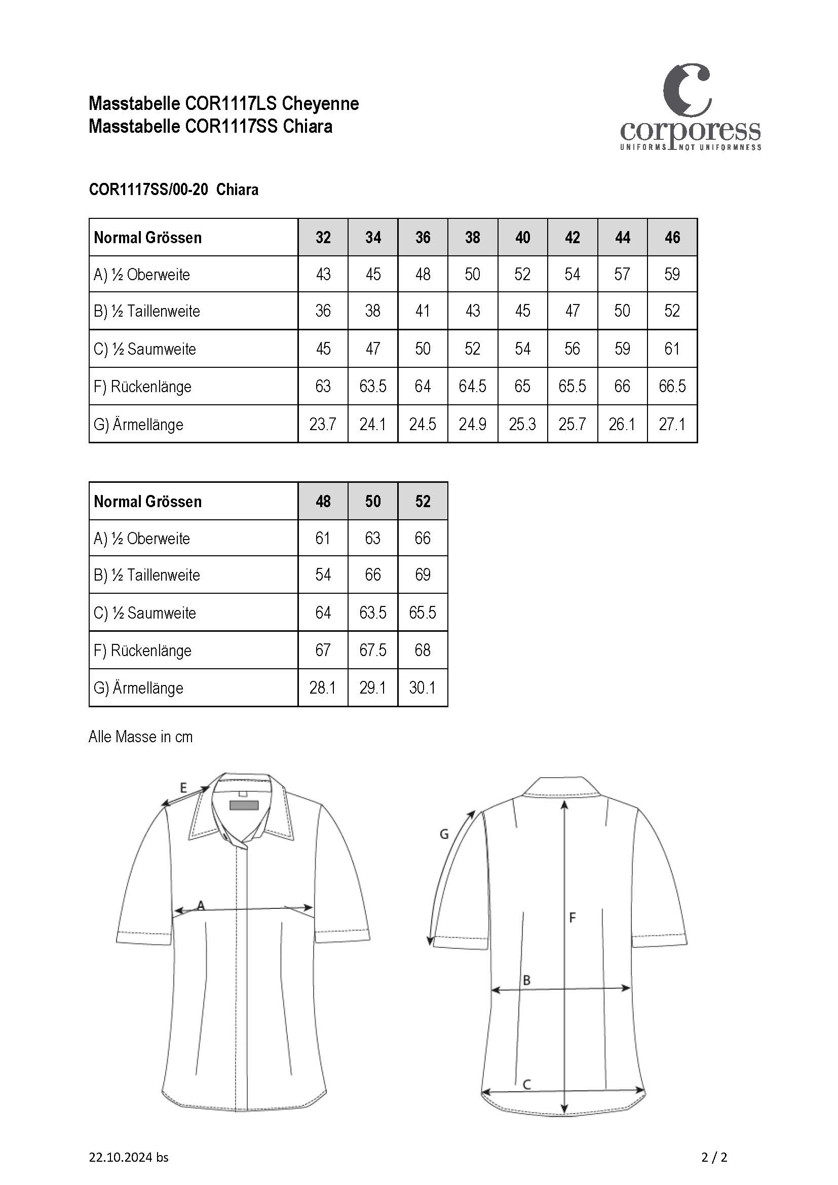 Uniformbluse langarm Corporess / Slim Fit