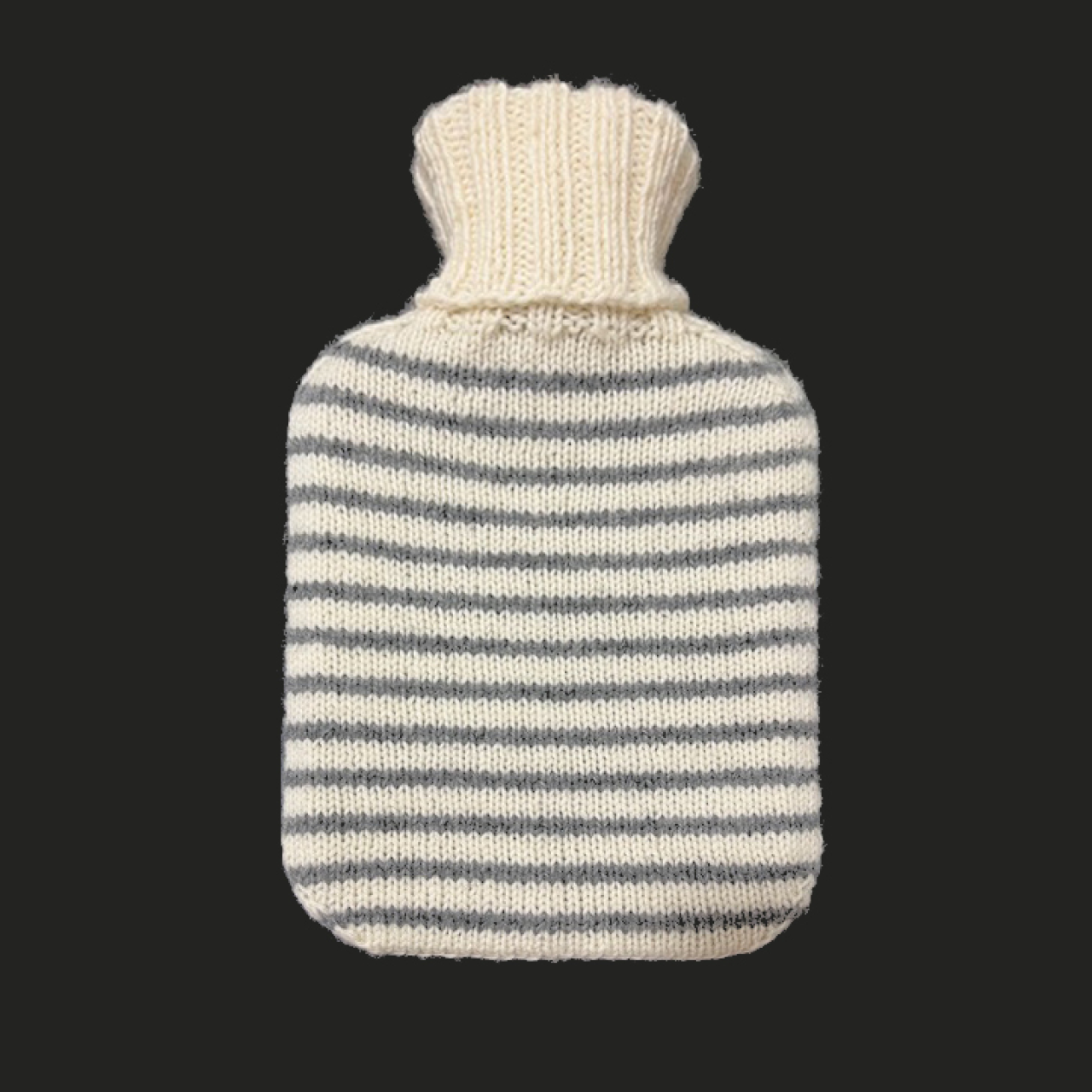 Bouteille de lit avec housse tricotée Blanc Gris rayé
